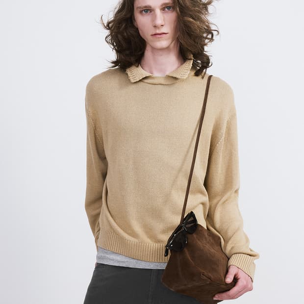 렉토 26SS 와플 카라 니트 베이지 카키