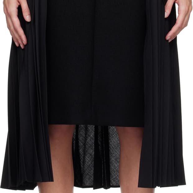 (1회착용) 사카이 블랙 수트 울 멜턴 플리츠 미디 스커트 2