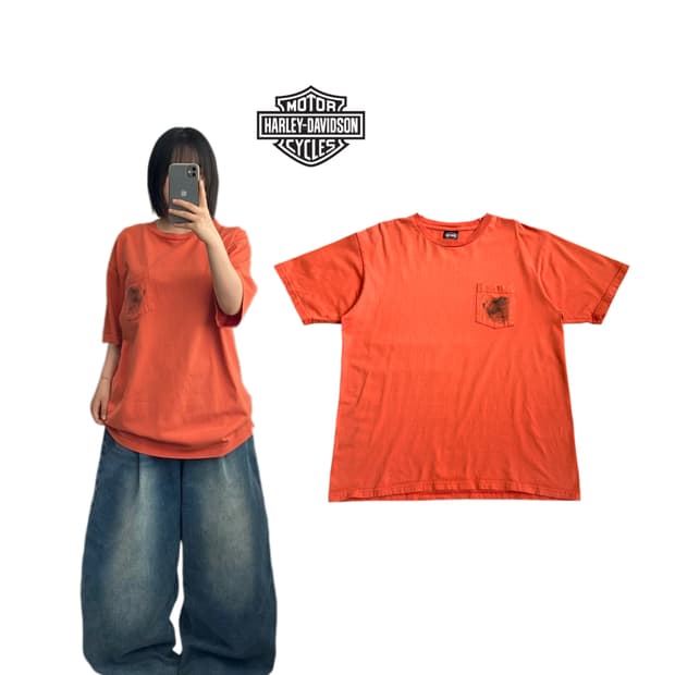 할리데이비슨 00s 스몰포켓 이글 독수리 반팔 티셔츠