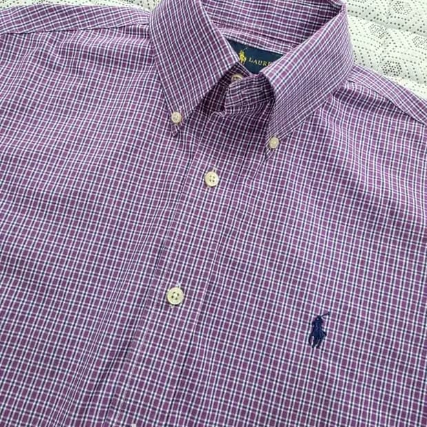 폴로 랄프로렌 퍼플 체크 셔츠 남성 95~100