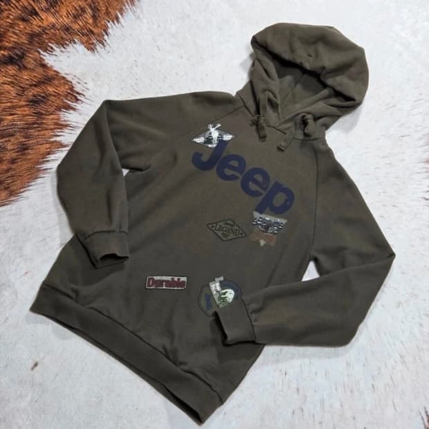 빈티지 지프 카키 후드티