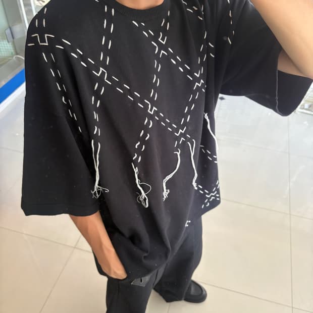 diamond stitch knit tee 다이아몬드 스티치 니트 티