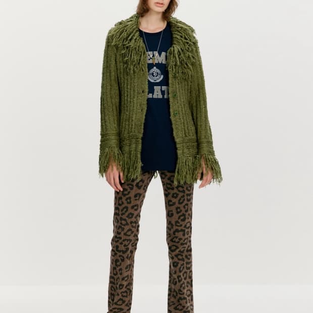 더오픈프로덕트 레오파드 사이드 버튼 팬츠