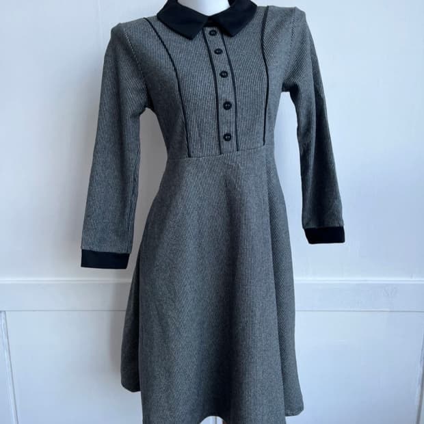 *SALE) 그레이 카라 모직 원피스