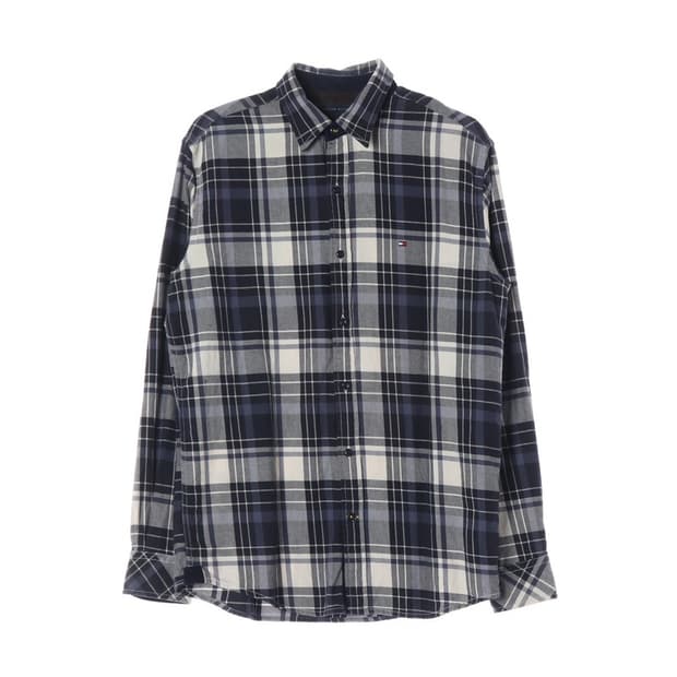 타미힐피거 빈티지핏 배색 체크 셔츠 S