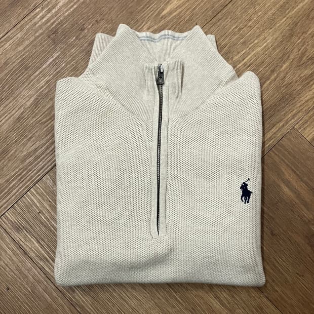 57 폴로 반집업 하프넥 코튼니트