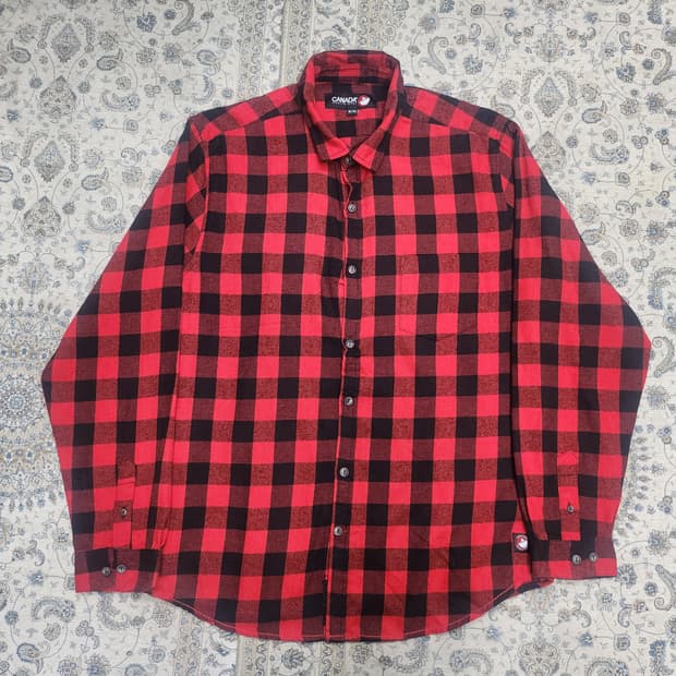 CANADA 웨더 기어 플란넬 체크 셔츠 XL