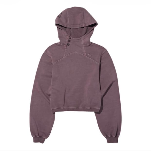 미스치프 사이드 버튼 업 크롭 후드