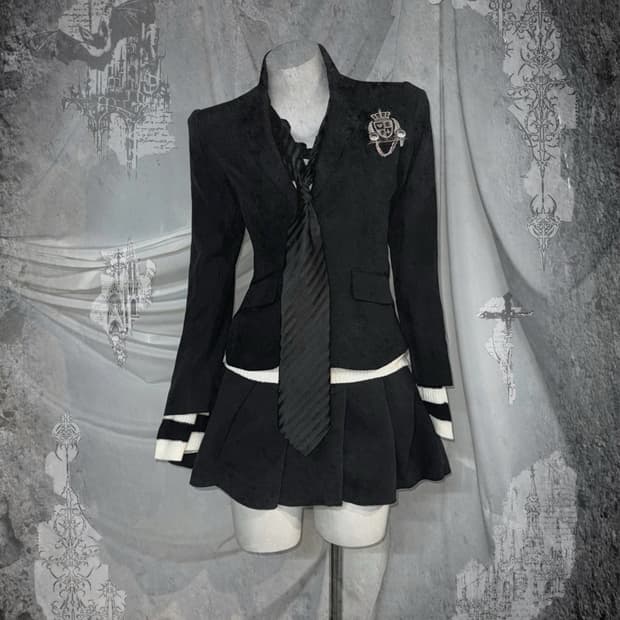 무채색 세실맥비 데일리 펑크 프레피 코디세트 