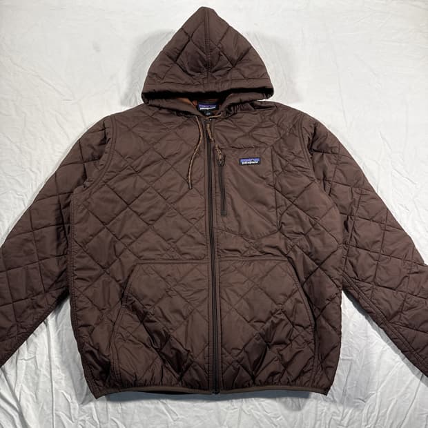 10s 파타고니아 다이아 퀼팅 풀집 후디 경량패딩 브라운
