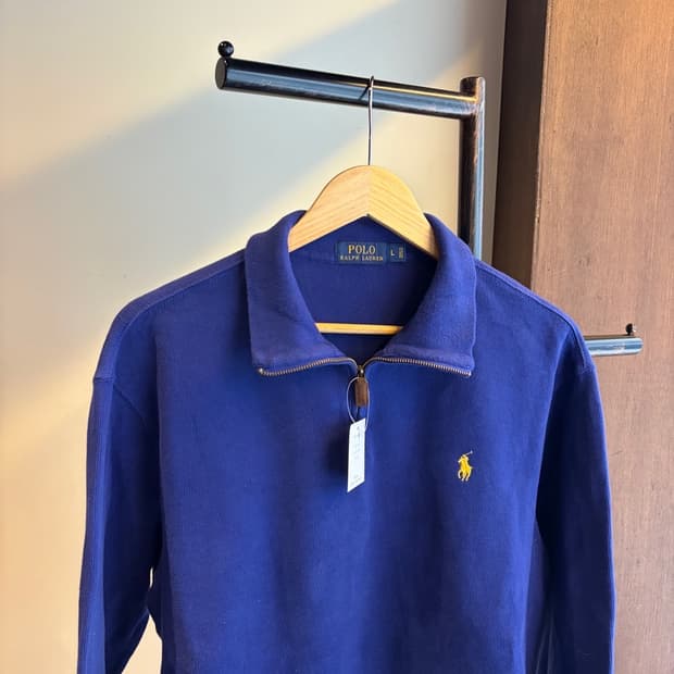 16350 - 폴로 랄프로렌 블루 반집업 니트