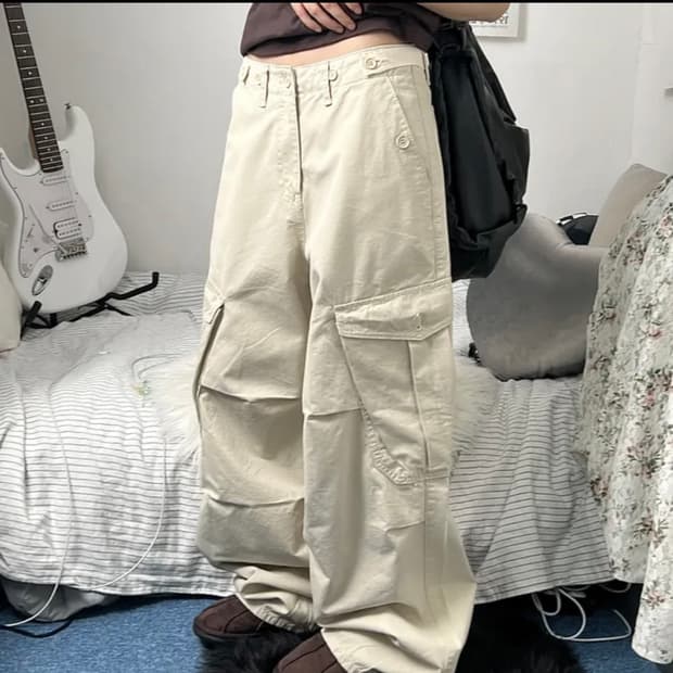 ootj 베이지 포켓 조거 팬츠