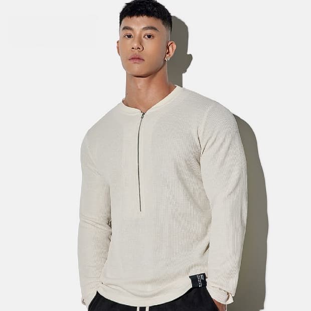 와플 반집업 티셔츠 [아이보리]