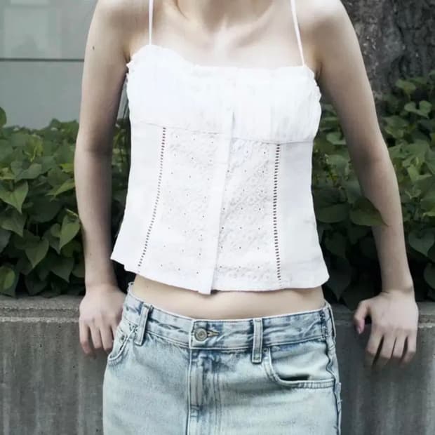 ZARA 자라 자수 블라우스, 자라 자수 탑, 나시 블라우스