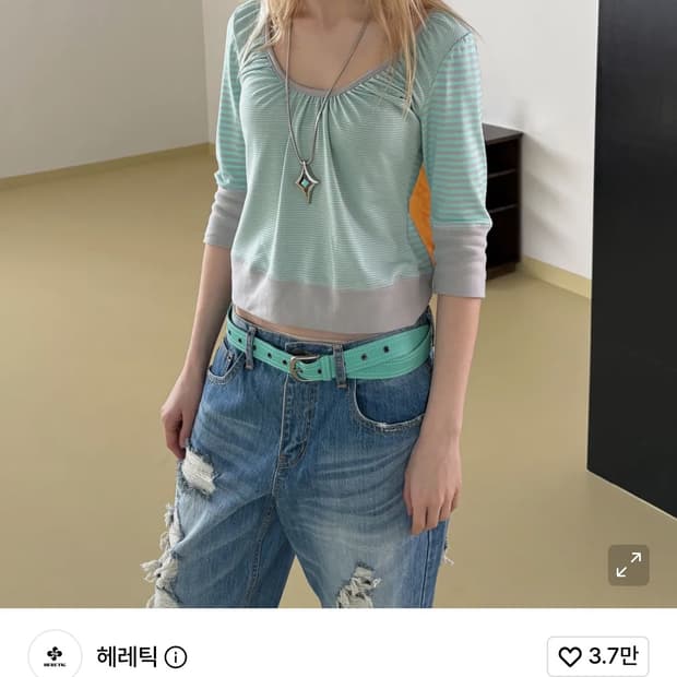 헤레틱 button stripe asym henley t-shirt 