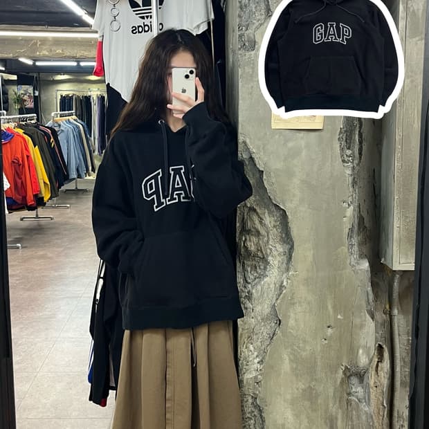 갭 플리스 후드티 블랙 L #csz2243