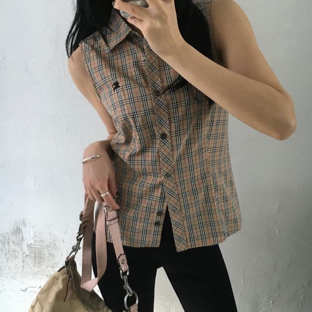 Burberry 버버리 블루라벨 노바체크 슬리브리스 