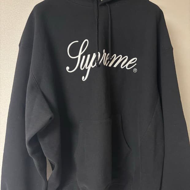슈프림 자수로고 후드티 블랙 xxl