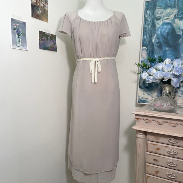 sheer pinkgray shirring bow point opc