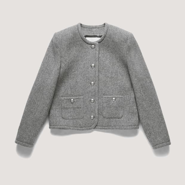클래식 트위드 자켁 멜란지 그레이
