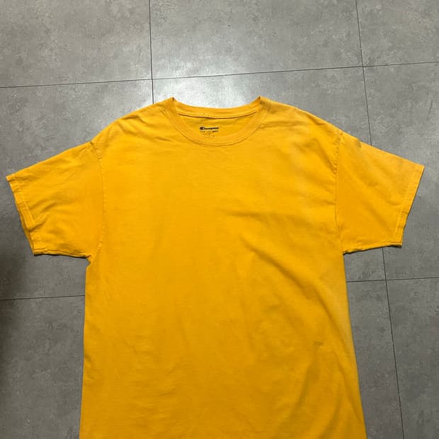 00s 챔피온 옐로우컬러 빈티지 헤비코튼 숏슬리브 티셔츠 100size