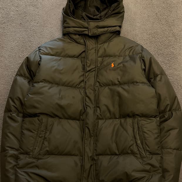 폴로 랄프로렌 숄더패치 덕다운 패딩 처분 올리브카키 