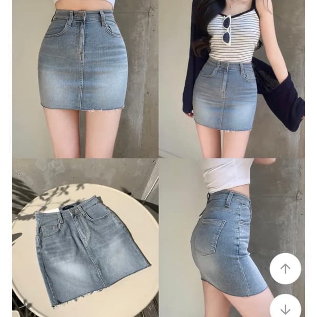 연청 데님 H라인 미니 스커트