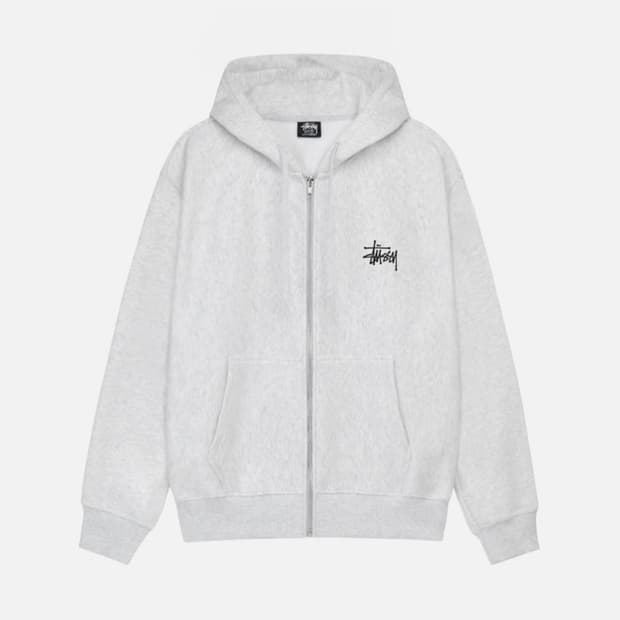 스투시 베이직 후드집업 라이트 그레이