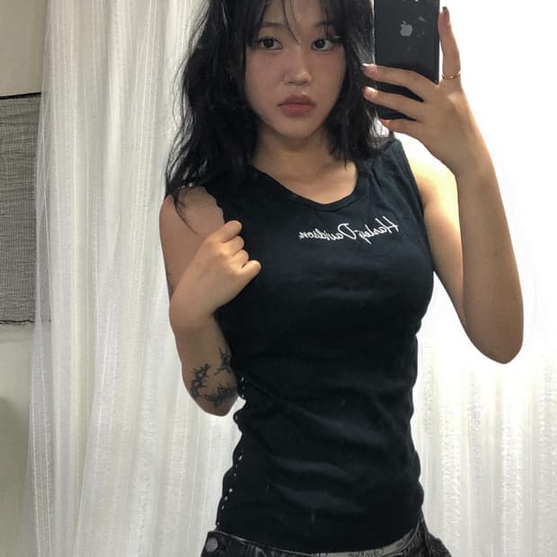 할리데이비슨 블랙 큐빅 골지 슬리브리스
