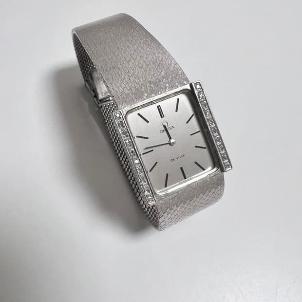 오메가 드빌 빈티지 시계 다이아몬드 베젤 실버