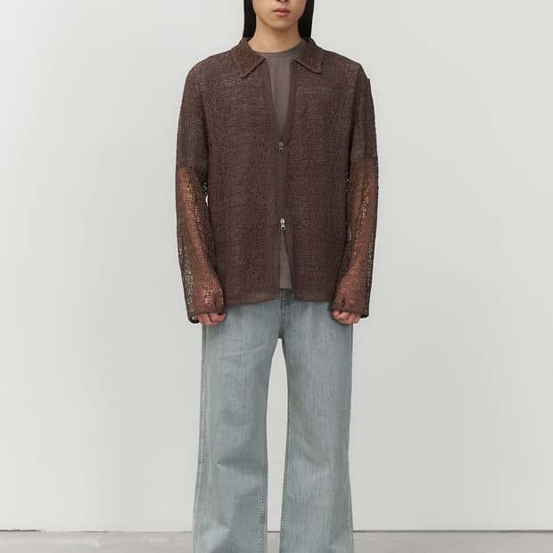 Amomento lace zip-up brown