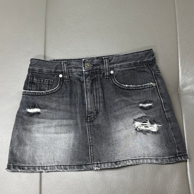 시너진 데미지 워싱 데님 미니 스커트 블랙 S