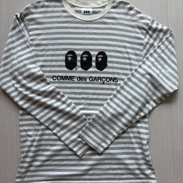 꼼데가르송 x 베이프 스트라이프 롱슬리브 XL
