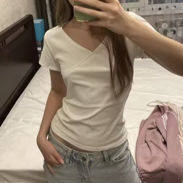 레이스 랩 반팔티 페어리 빈티지 히메갸루 딱붙 