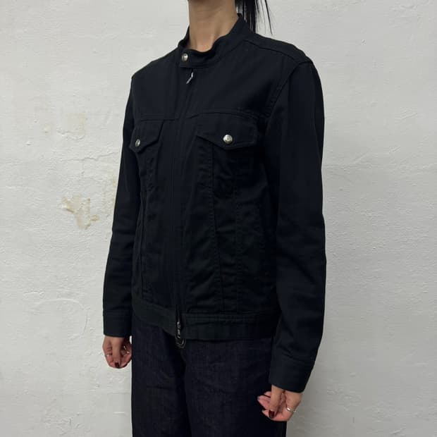빔즈(BEAMS) 블랙컬러 코튼 집업 라이더스 트러커 자켓