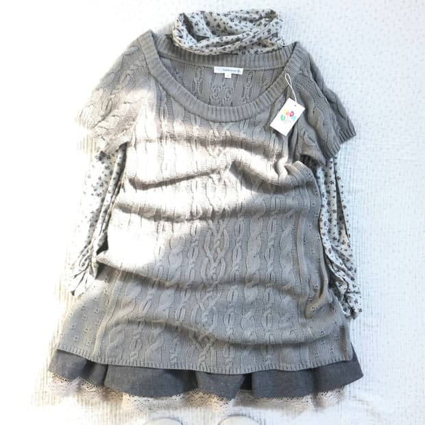 JPN/ 반팔니트 레이어드반팔니트 케이블반팔니트 모리걸반팔니트 니트원피스