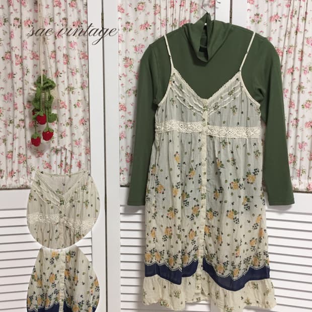 빈티지 모리걸 잔꽃 슬리브리스