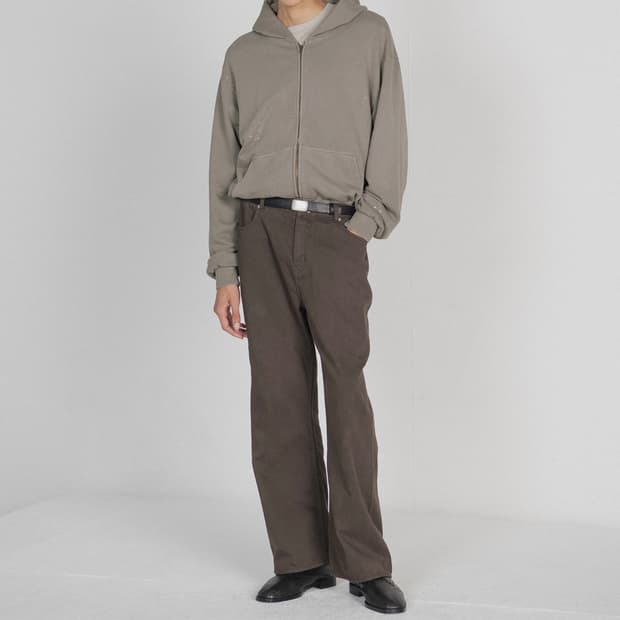 브라운야드 워시드부츠컷데님 다크브라운(5)