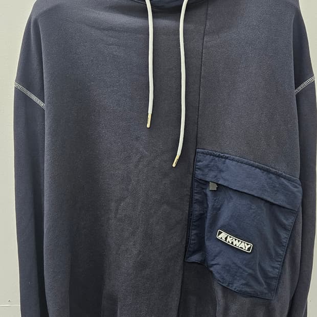까웨(K-WAY) 네이비 우븐 패치 후드티 (2XL)