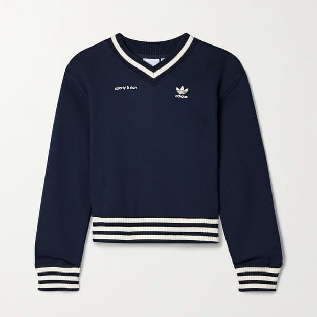 아디다스 스포티앤리치 브이넥 크루 스웨트셔츠