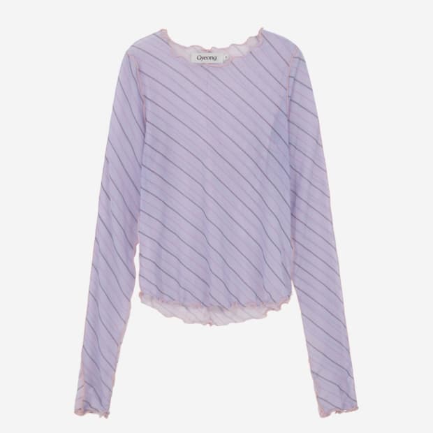 Gyeong Striped Mesh Top Pink & Purple
