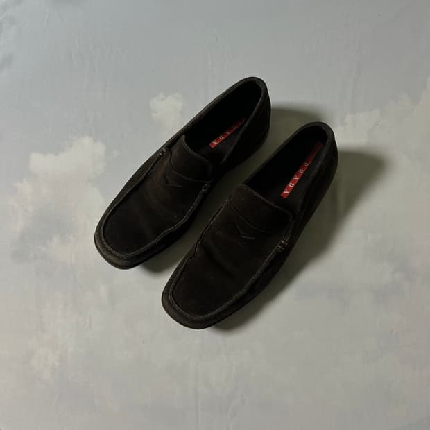Prada sports suade slip on loafers