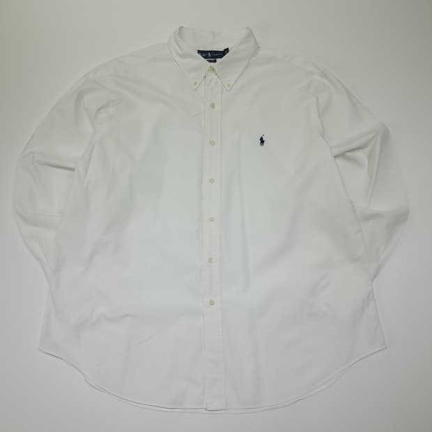 CL506 2XL 폴로 90s 코튼 버튼다운 네이비포니 화이트 셔츠