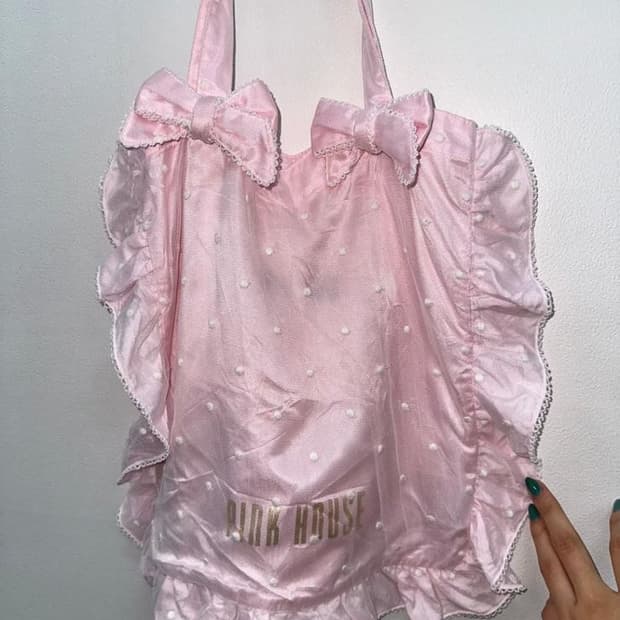 핑크하우스 도트 리본 핑크 레이스 가방 히메갸루 로리타ㅈ