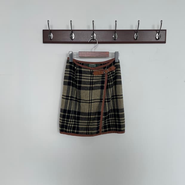 폴로 랄프로렌 컨츄리 체크 레이어드 랩 스커트 