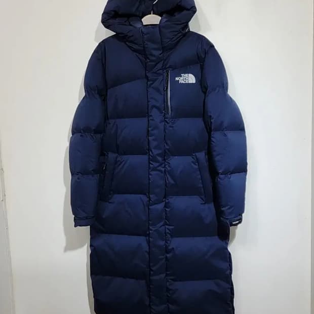 (M) 노스페이스 오리털 롱패딩 점퍼 네이비 후드 다운코트 
