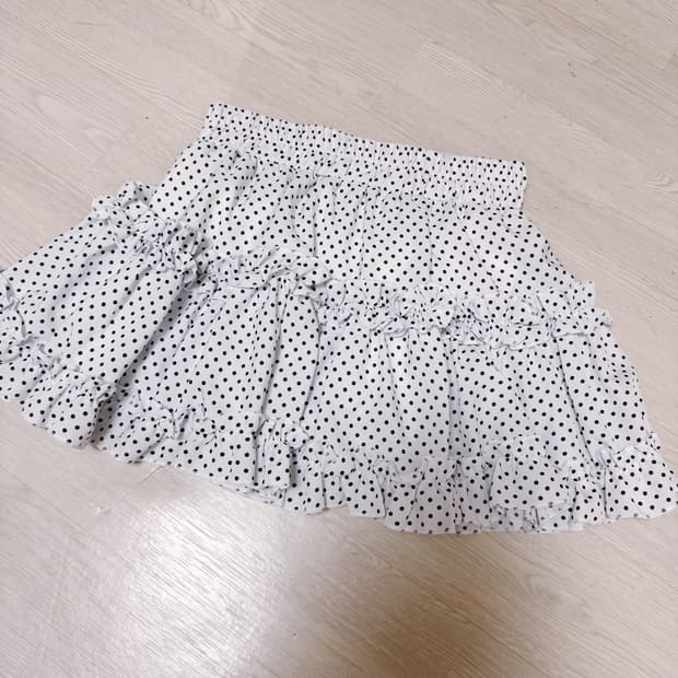 니혼진 모리걸 도트 화이트 캉캉스커트