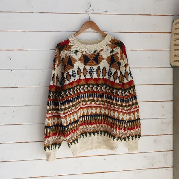 (착용컷) URBAN CITY 울 패턴 니트 (남성용 105)