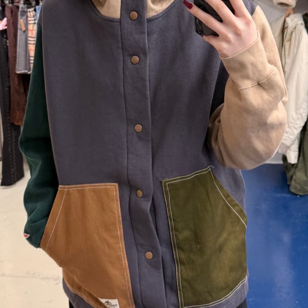 Camplay 컬러블록 히피 후드 자켓