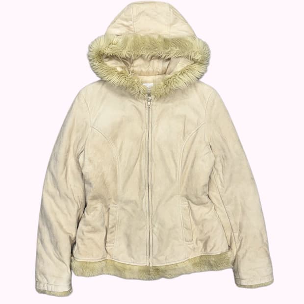 light beige shearling hood jacket